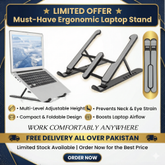 🔥 Work Smarter Anywhere! Adjustable Folding Laptop Stand – Portable, Durable & Space-Saving Design