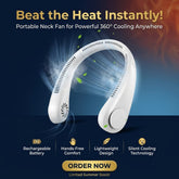 USB Rechargeable Neck Fan – 3 Speed Modes | 360° Adjustable Hands-Free Cooling | Neck Hanging Design | Type-C Charging Cable Included | Box Packed