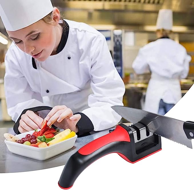 3-In-1 Diamond Coated Knife Sharpener Set with Ceramic Peeler – 3-Stage Kitchen Helper for Fruit & Meat Knives