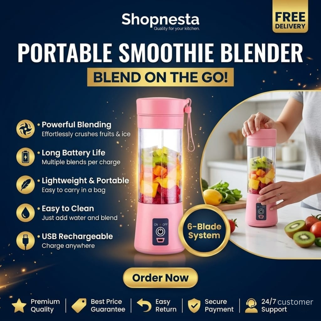 Fresh Juice Anytime, Anywhere! Portable USB Rechargeable Blender for Fruits, Vegetables & Ice Crushing